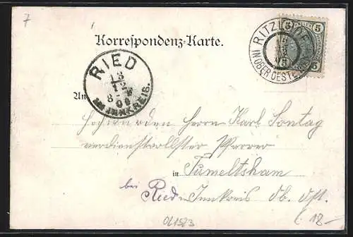 AK Ansfelden, Ritzlhof, Neues Schulgebäude, Ackerbauschule, Lehrers Wohnhaus