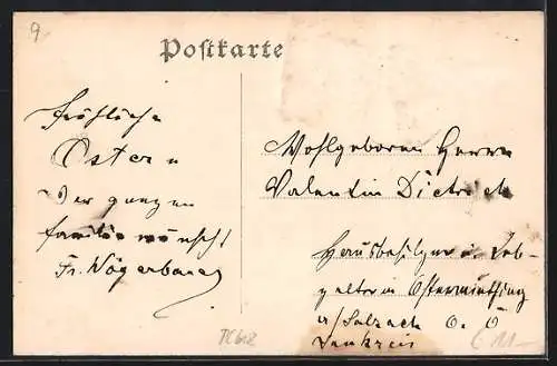 Künstler-AK St. Lambrechten / Innkreis, Ortsansicht mit Kirche