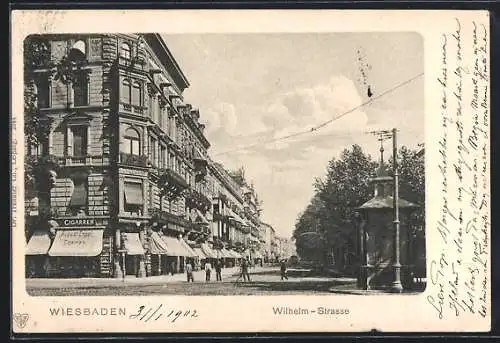 AK Wiesbaden, Wilhelm-Strasse, Cigarrenladen