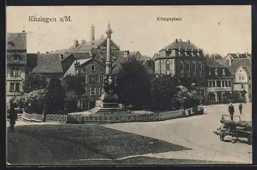 AK Kitzingen, Königsplatz mit Denkmal