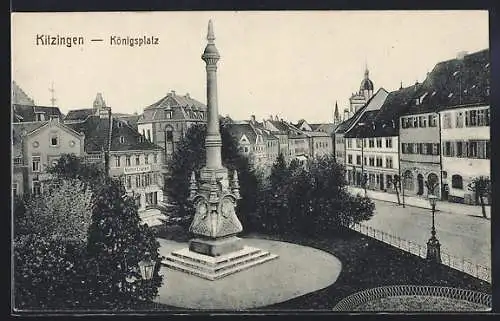 AK Kitzingen, Königsplatz mit Denkmal