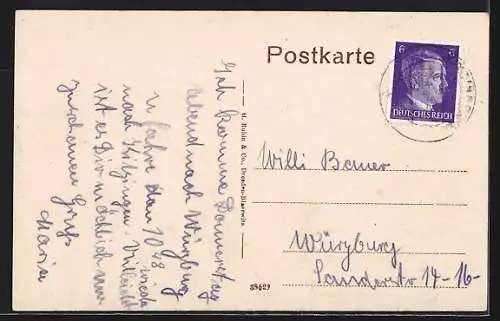 AK Kitzingen, Königsplatz mit Denkmal