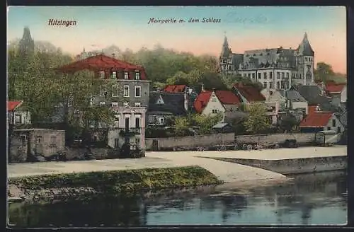 AK Kitzingen, Mainpartie mit Blick aufs Schloss, Gasthhof zum Schwan