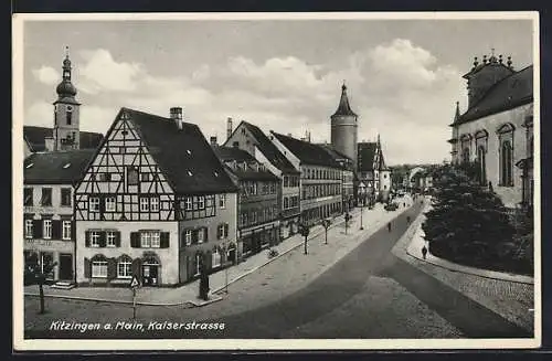 AK Kitzingen, Kaiserstrasse, Ortspartie mit Geschäft Nähmaschinen Wolfahrt