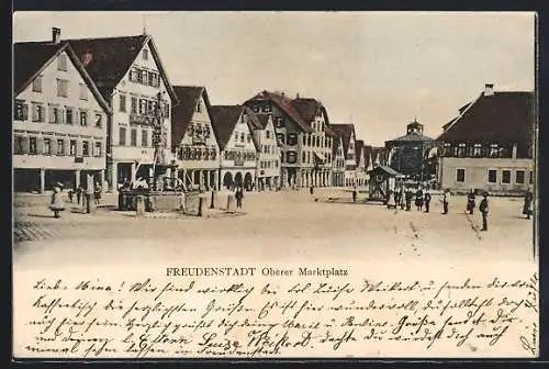 AK Freudenstadt, Oberer Marktplatz mit Brunnen