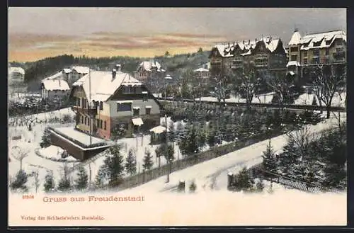 AK Freudenstadt, Strassenpartie mit Gebäudeansicht im Schnee