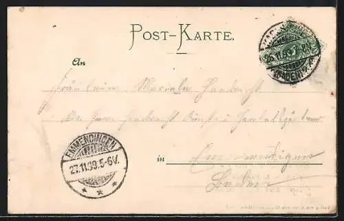 Lithographie Karlsruhe, Schloss mit Schlossplatz