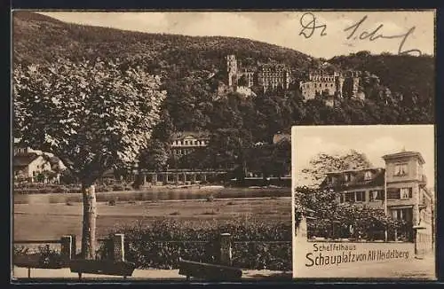 AK Heidelberg / Neckar, Hotel Restaurant Scheffelshaus, Ortsansicht und Hotel