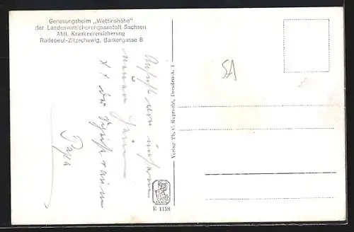 AK Radebeul-Zitzschewig, Genesungsheim Wettinshöhe