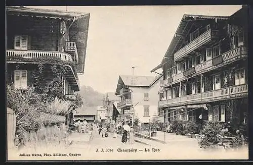 AK Champéry, La Rue, Hotel-Pension de Champéry