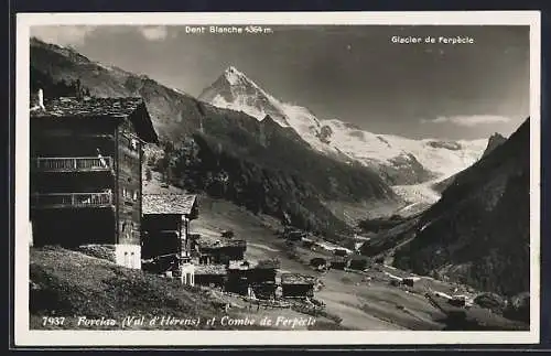 AK Forclaz /Val d`Hérens, Panorama et Combe de Ferpècle, Dent Blanche et Glacier de Ferpècle