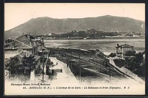 AK Hendaye, L`Avenue de la Gare, La Bidasson et Irun