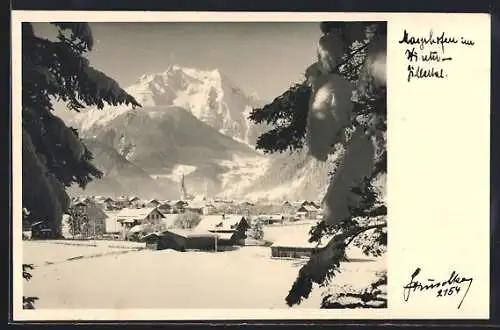 Foto-AK Hans Hruschka Nr.2154: Mayrhofen, Ortsansicht im Winter