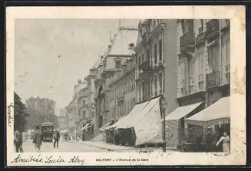 AK Belfort, Strassenbahn in der Avenue de la Gare