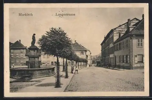 AK Markirch, Langestrasse mit Brunnen