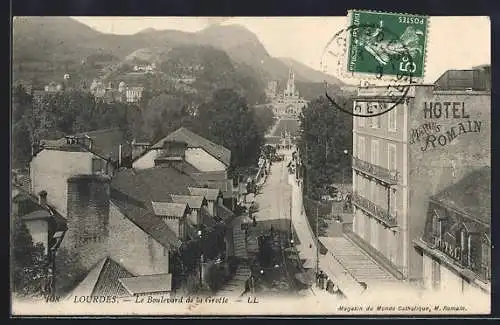 AK Lourdes, le Boulevard de la Grotte