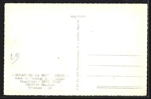 AK Obernai, Salon de l`Auberge de la Cigogne Relais de la Bonne Chere, Innenansicht, Bes. Rene Gelb