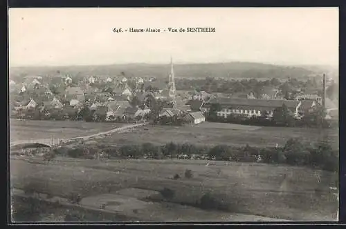 AK Sentheim, Vue du Village avec l`Église et l`Usine