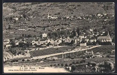 AK Sierre-Muraz, Ortsansicht aus der Vogelschau