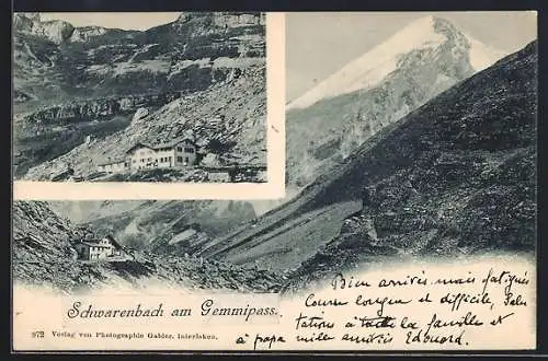 AK Leukerbad, Blick auf das Gasthaus Schwarenbach