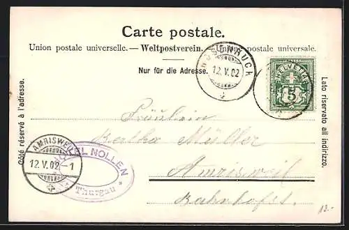 AK Hosenruck, Gasthaus auf dem Nollen, Innen- und Assenansicht