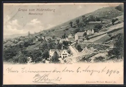 AK Hohrodberg /Münsterthal, Gasthaus Stoehr mit Strassenpartie