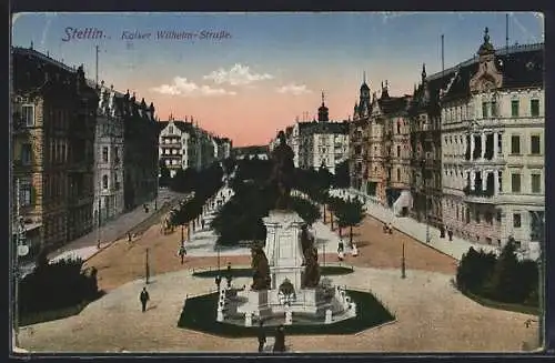 AK Stettin, Denkmal an der Kaiser Wilhelm-Strasse