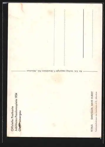 AK Oberammergau, Jubiläums-Passionsspiele 1934, Schauspieler Hubert Mayr als Petrus
