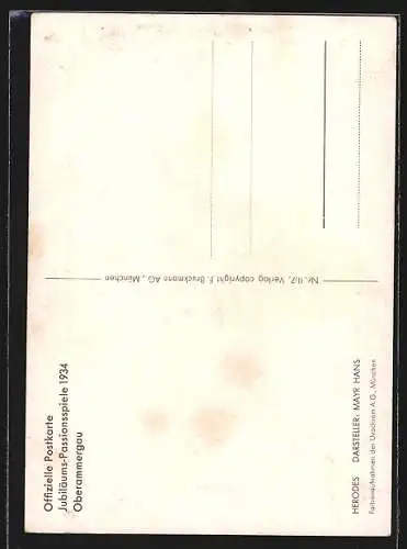 AK Oberammergau, Jubiläums-Passionsspiele 1934, Schauspieler Hans Mayr als Herodes