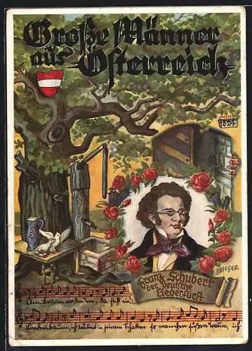 Künstler-AK Grosse Männer aus Österreich, Franz Schubert, der deutsche Liederfürst