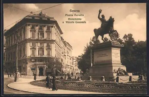 AK Genova, Piazza Corvetto e Monumento a Vittorio Emanuele