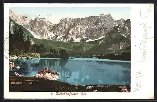 AK Tarvis, Weissenfelser See, Panorama mit See und Gebirge