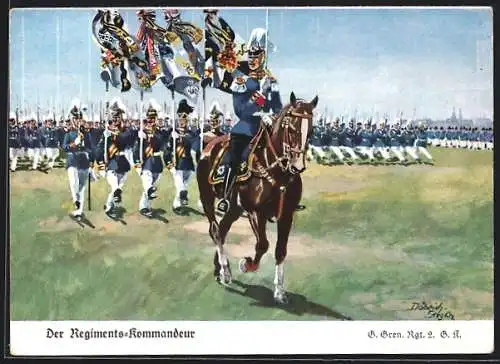 Künstler-AK Döbrich-Steglitz: Der Regiments-Kommandeur, G. Gren. Regt. 2