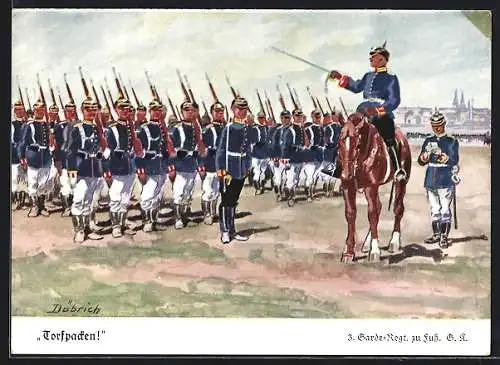 Künstler-AK Döbrich-Steglitz: Torfpacken, 3. Garde-Regiment zu Fuss in Formation