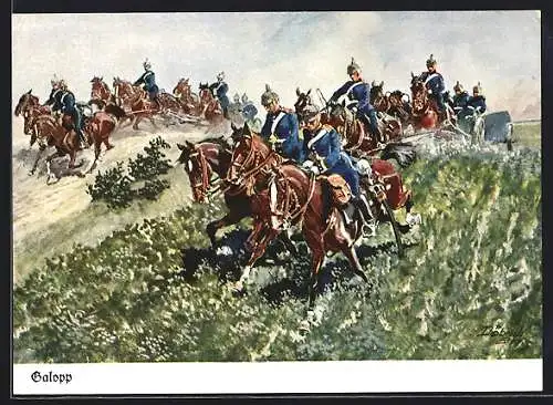 Künstler-AK Döbrich-Steglitz: Galopp, Feldart.-Regt. Nr. 7 1816