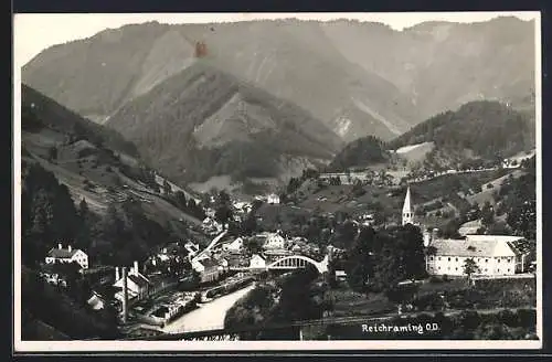 AK Reichraming /O. Ö., Teilansicht mit Kirche