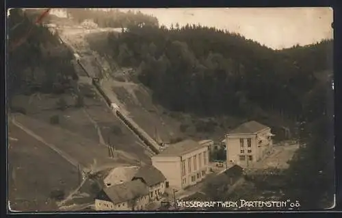 AK St. Martin im Mühlkreis, Wasserkraftwerk Partenstein aus der Vogelschau