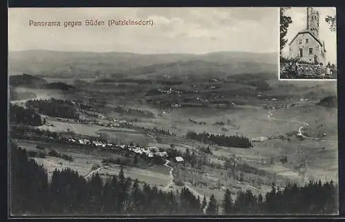 AK Putzleinsdorf, Panorama gegen Süden, Kirche