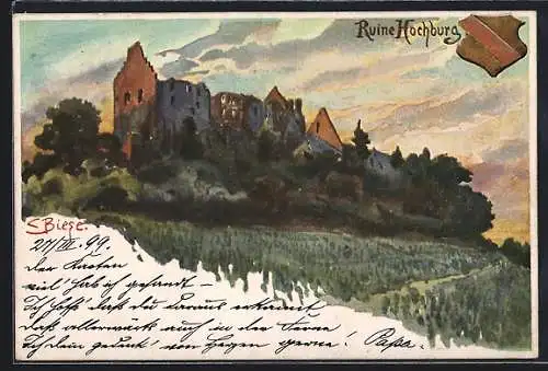 Künstler-AK Carl Biese: Ruine Hichburg, Panorama