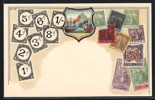 AK Trinidadtobago, Wappen & versch. Briefmarken