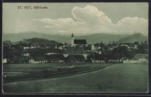 AK St. Veit /Mühlkreis, Ortsansicht aus der Vogelschau