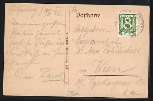 AK St. Veit im Mühlkreis, Totalansicht mit Hundedenkmal
