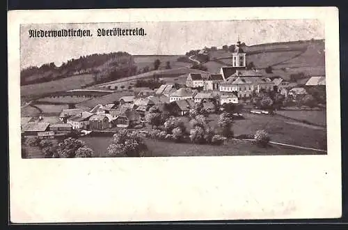 AK Niederwaldkirchen / Oberösterreich, Ortspanorama mit Kirche