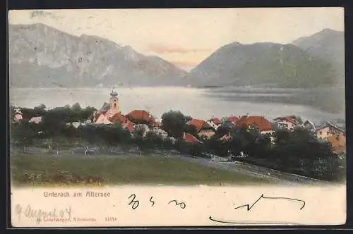 AK Unterach a. Attersee, Blick zum Dorf