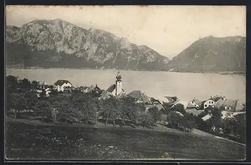 AK Unterach am Attersee, Blick zum See hin