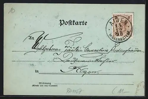 Mondschein-AK Schlägl-Aigen, Ortsansicht aus der Vogelschau