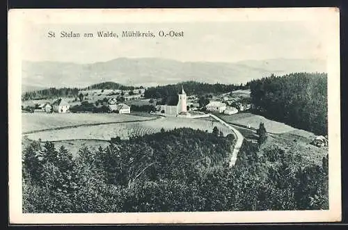 AK St. Stefan am Walde, Panoramablick aus der Vogelschau