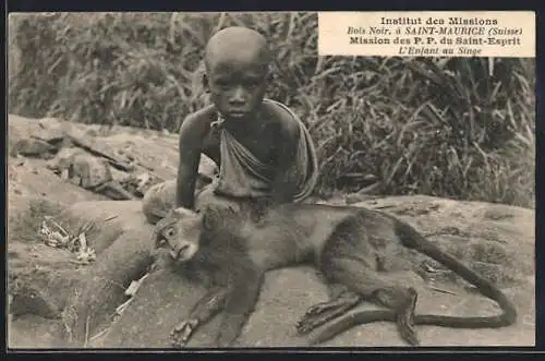 AK Missions des P. P. du Saint-Esprit, L`Enfant au Singe