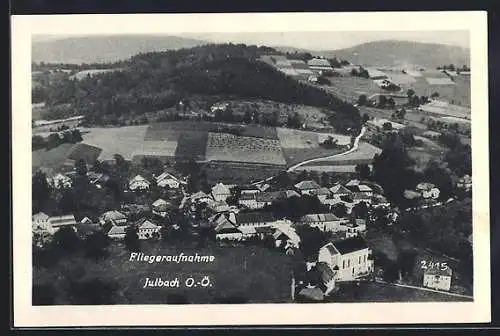 AK Julbach /O.-Ö., Teilansicht mit Kirche, Fliegeraufnahme