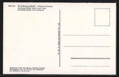 AK Berlin, Reichssportfeld aus der Vogelschau